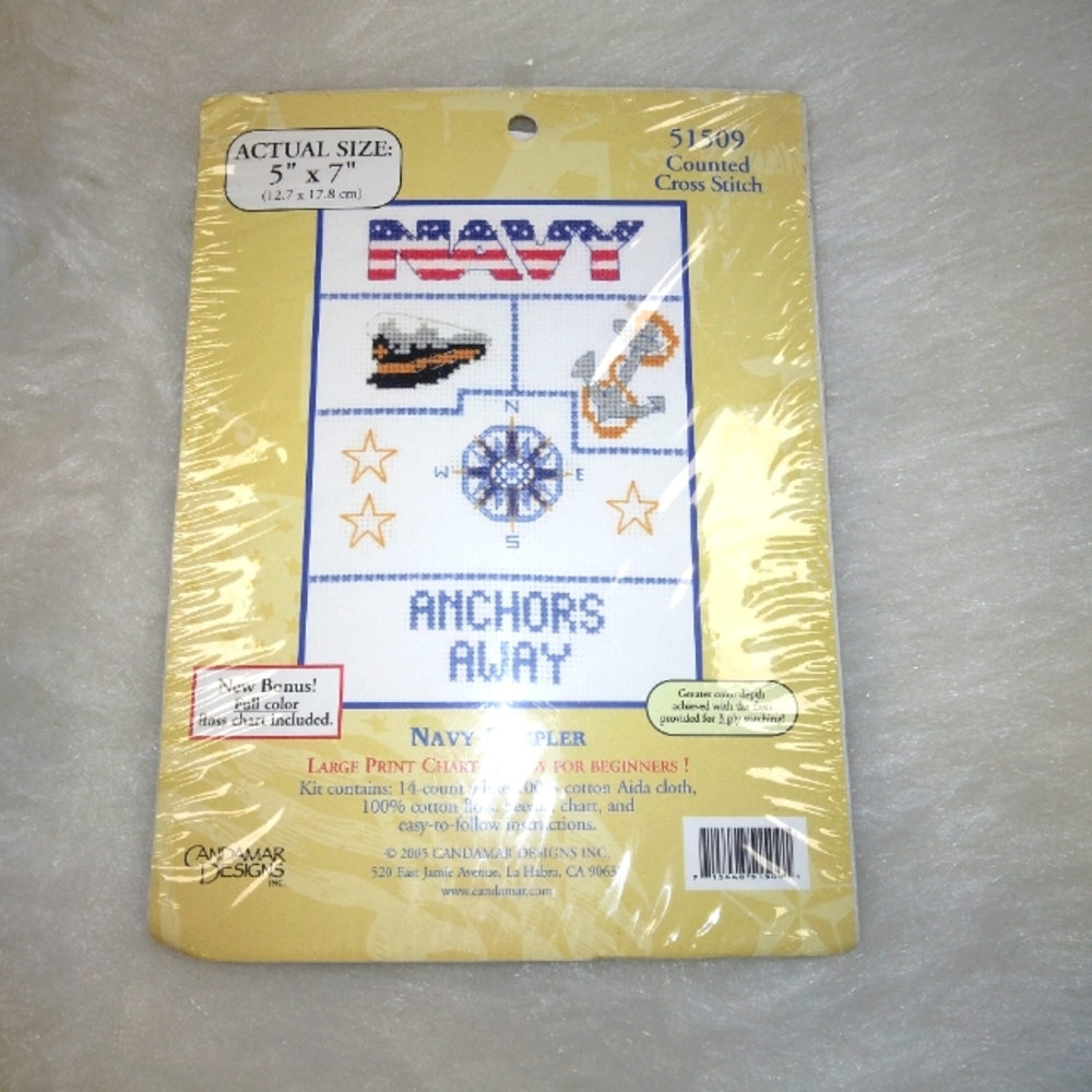 Counted Cross Stitch Kit, Navy Sampler Candamar Design